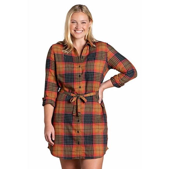 NWT Toad & Co W’s Re-Form Flannel Shirtdress
 Sz S in Cedar Ombré - Picture 1 of 14